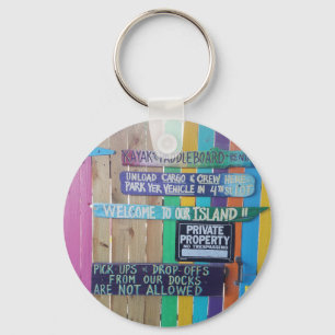Porte-clés Panneau coloré Welcome Island Carribean
