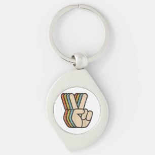 Porte-clés Panneau de Paix Rétro V Doigts Vintage 60s les ann