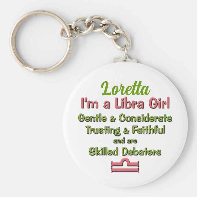 Porte-clés Panneau Libra Girl Star rose et vert Zodiac (Devant)