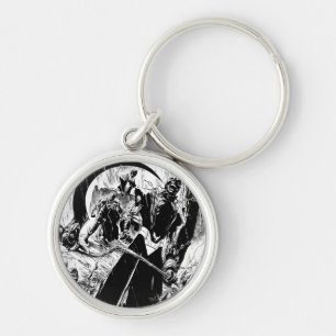 Porte-clés Panneau noir de corps de lanterne - noir et blanc