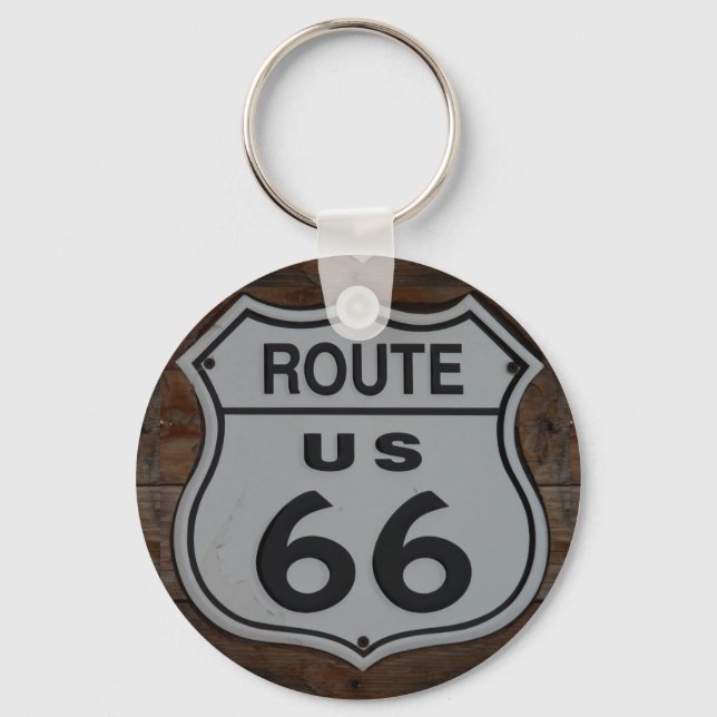 Porte-clés Panneau Route 66 rustique rétro (Recto)