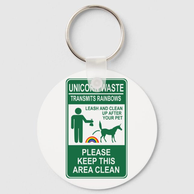 Porte-clés Panneau Unicorne Déchets (Recto)