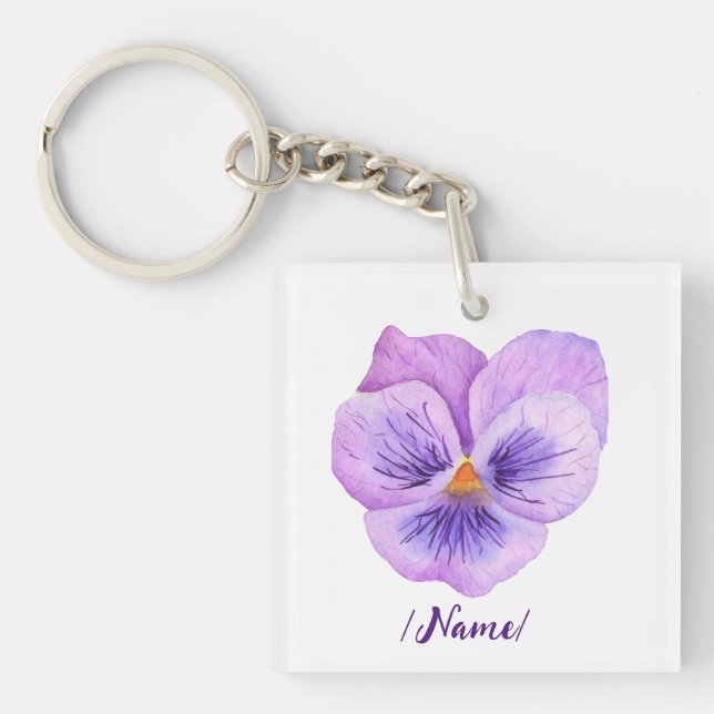 Porte-clés Pansies Fleurs de naissance Cadeau de vacances (Devant)