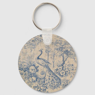 Porte-clés Paon antique Toile