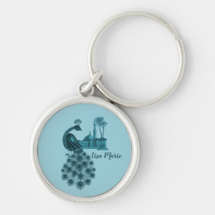 Porte-clés Paon Bleu Romantique