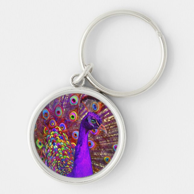 Porte-clés Paon de million de couleurs (Devant)