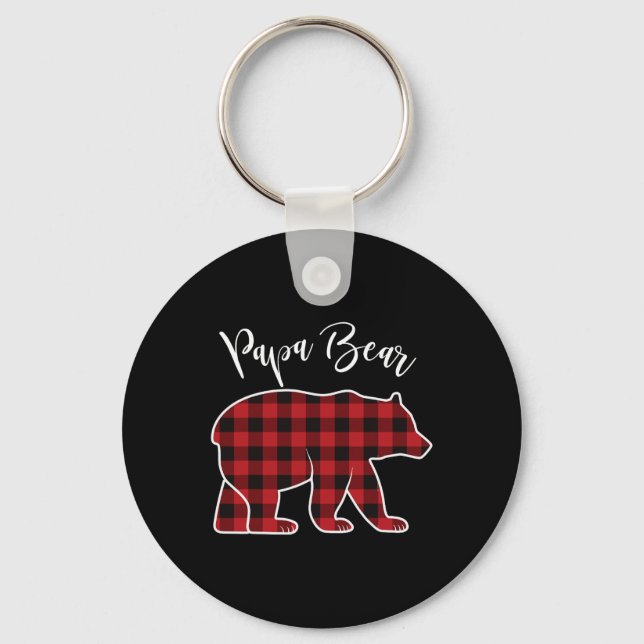 Porte-clés Papa Bear Pajama Rouge Buffalo Noël Funny Famille  (Recto)