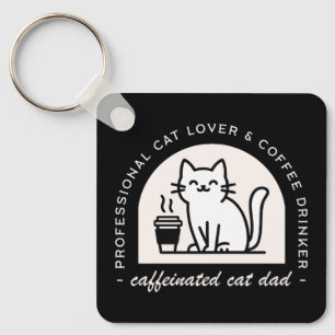 Porte-clés Papa chat drôle amateurs de café hommes