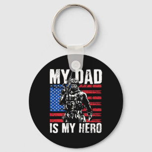 Porte-clés Papa est mon héros Papa de l'armée Fête des pères 