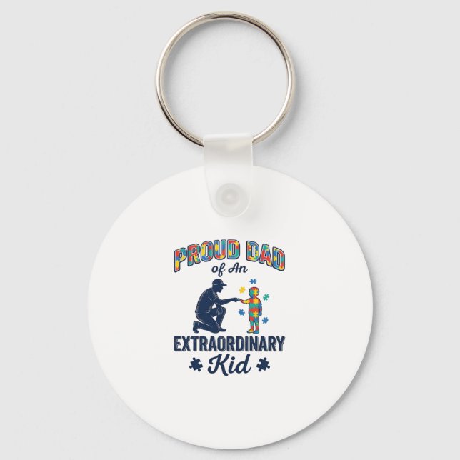 Porte-clés Papa fier d'un enfant extraordinaire Autisme Vecte (Recto)