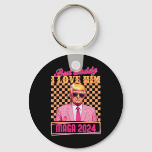 Porte-clés Papa I Love Him Maga 2024 Trump Retro Vintage Gif