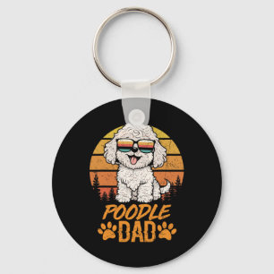Porte-clés Papa lévrier Toy Poodle blanc Fête des pères pour