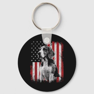 Porte-clés Papa Maman Chien Beagle Amérique 4 juillet Patriot