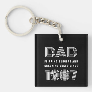 Porte-clés Papa Personnalisé Année Grill Master BBQ Noir