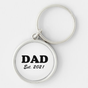 Porte-clés Papa personnalisé date établie noir blanc moderne