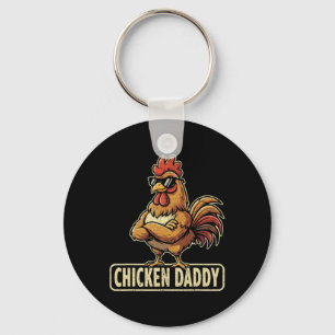Porte-clés Papa Poule Éleveur de Volailles Vintage Drôle de F