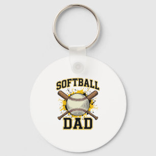 Porte-clés Papa Softball Vintage Varsity Dessin Bats Croisés_