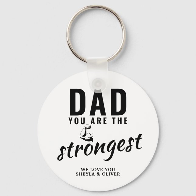 Porte-clés Papa, tu es la fête des pères la plus forte (Recto)