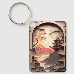 Porte-clés Papier de scène chinois ancien coupé Porte - clé B