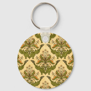 Porte-clés Papier peint floral classique : damassé stylisé.