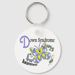 Porte-clés Papillon 2 syndrome de Down en verre souillé
