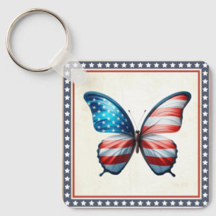 Porte-clés papillon 4 juillet patriotique américain