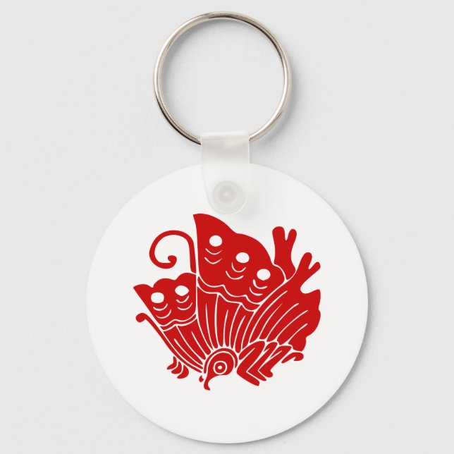 Porte-clés Papillon asiatique Japonais Conception Kamon (Recto)