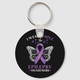 Porte-clés Papillon cardiaque Je Porte Violet Pour L'Épilepsi