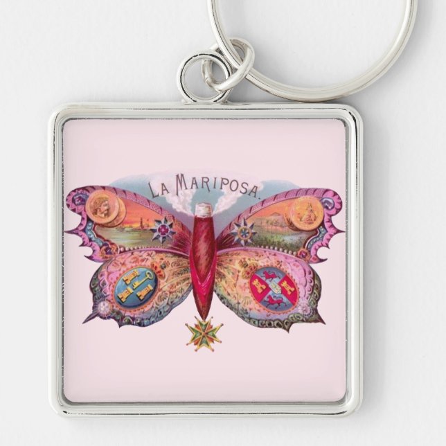 Porte-clés Papillon Cigar Peinture Antique (Devant)