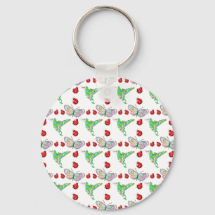 Porte-clés Papillon, colibri et Motif de coccinelle