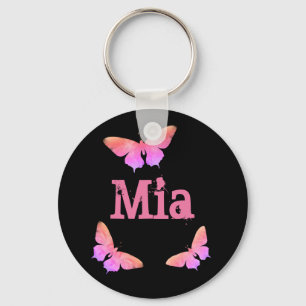 Porte-clés Papillon coloré Peinture Art Rose Mia Ajouter un n