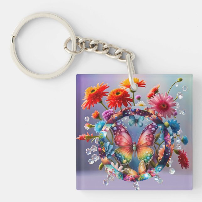 Porte-clés Papillon de fleurs (Devant)