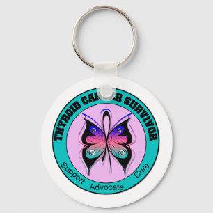 Porte-clés Papillon de survivant de cancer de la thyroïde