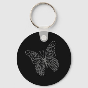 Porte-clés papillon en filigrane noir