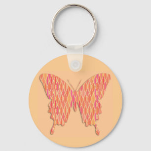 Porte-clés Papillon en imprimé abstrait - nuances d'orange