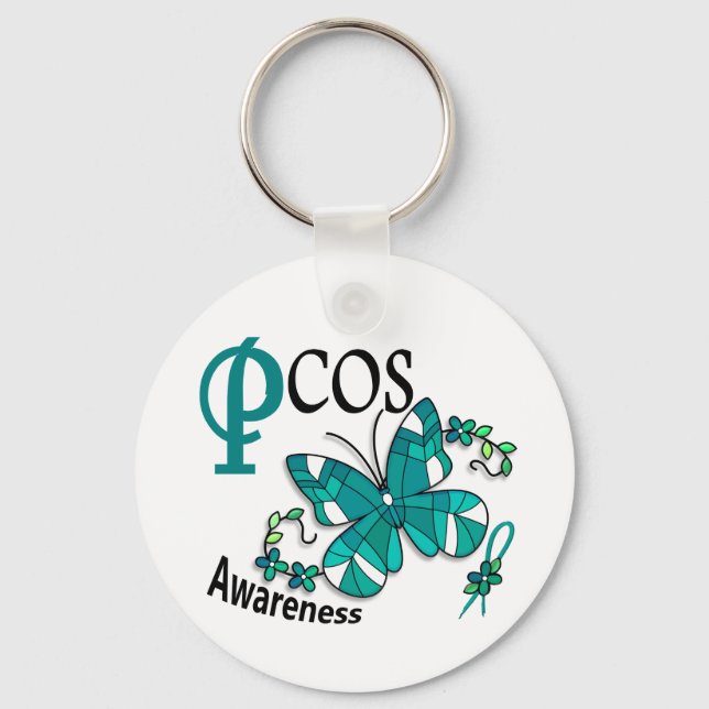 Porte-clés Papillon en verre tendu 2 PCOS (Recto)