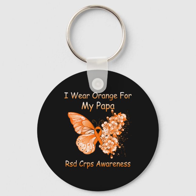 Porte-clés Papillon Je Porte Orange Pour Mon Papa RSD CRPS Aw (Recto)