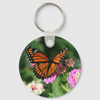 Porte-clés Papillon Monarque sur Fleur Lantana