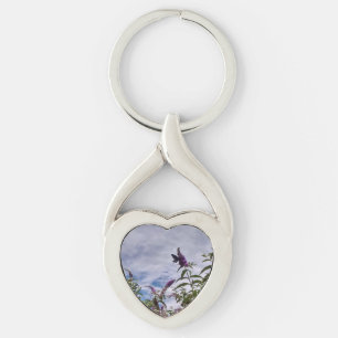 Porte-clés Papillon sur Flower Heart Keychain