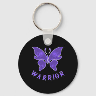 Porte-clés Papillon violet Fibro Migraine Lupus Guerrier Awar