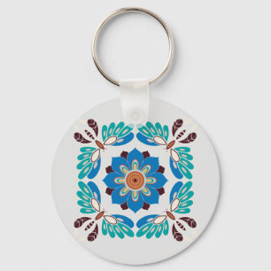 Porte-clés papillons bleus vintage et rosette