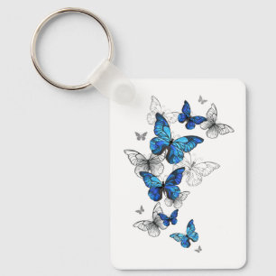 Porte-clés Papillons volants bleus Morpho