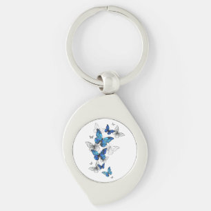 Porte-clés Papillons volants bleus Morpho