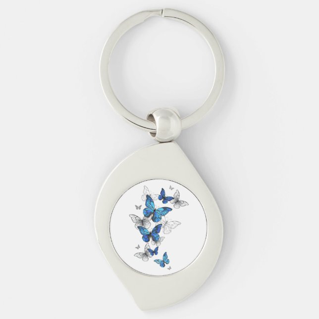 Porte-clés Papillons volants bleus Morpho (Devant)