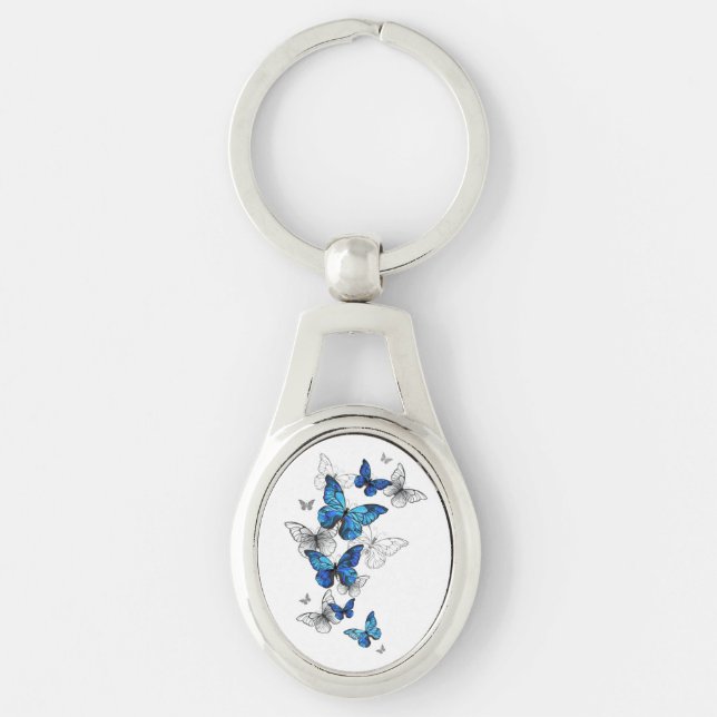 Porte-clés Papillons volants bleus Morpho (Devant)