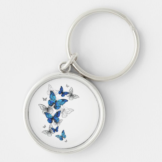 Porte-clés Papillons volants bleus Morpho (Devant)