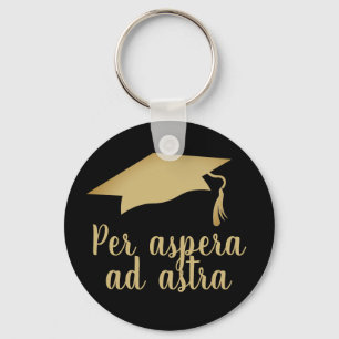Porte-clés Par aspera ad astra Latin Citation Golden Graduati