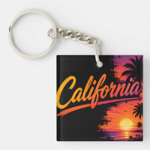 Porte-clés Paradis du coucher de soleil californien – Silhoue
