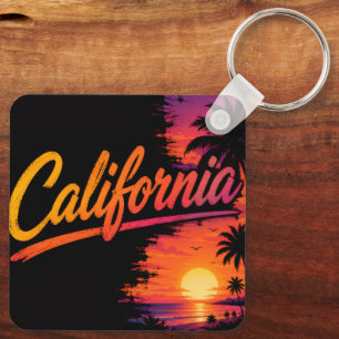 Porte-clés Paradis du coucher de soleil californien – Silhoue
