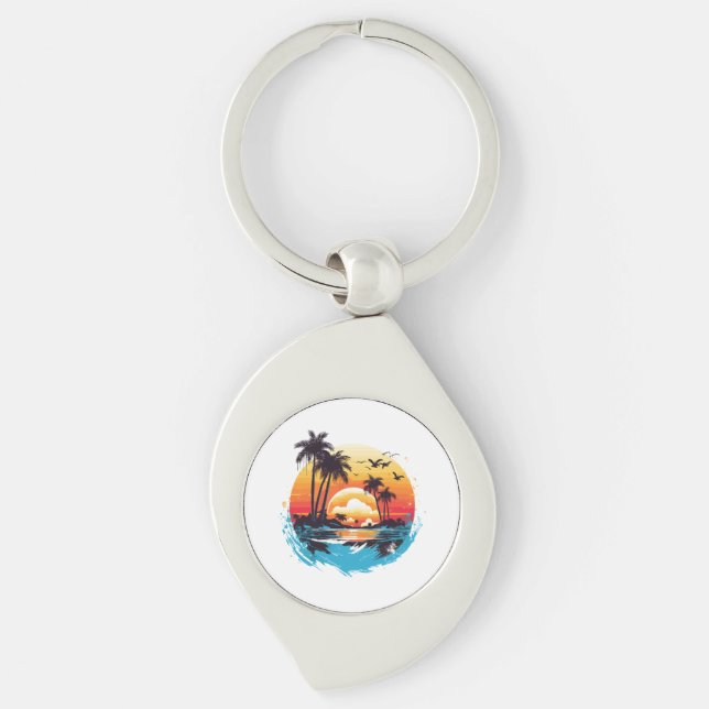 Porte-clés Paradis du coucher de soleil tropical (Devant)